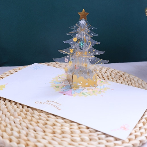 3D Pop-up árbol de Navidad Castillo tarjetas de felicitación postales de cumpleaños invitaciones R9JC ► Foto 1/6