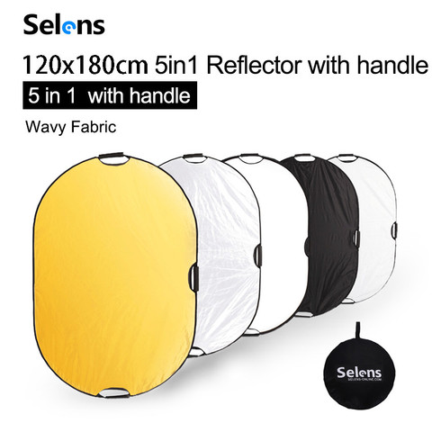 Selens-Reflector 5 en 1 de 120x180CM para fotografía, Reflector de luz portátil con bolsa de transporte para accesorios de estudio fotográfico ► Foto 1/6