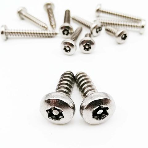 20 piezas M2.9 M3.5 M3.9 M4.2 M4.8 304 A2-70 de acero inoxidable seis lóbulos Torx cabeza redonda con pasador seguridad tornillo de madera autorroscante ► Foto 1/6