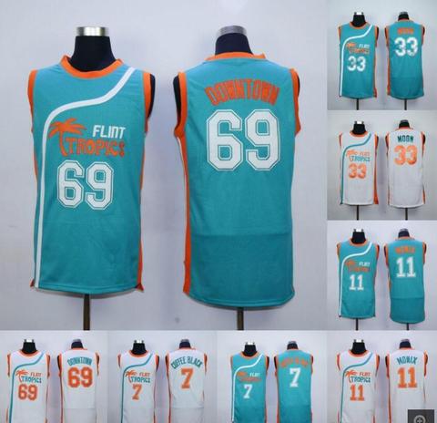 2022 nuevo Jersey de baloncesto de película Pro los Tropics de Flint #7 café negro 69 Centro 33 # Luna 11 # Monix camisetas de todos los hombres de cuero ► Foto 1/6