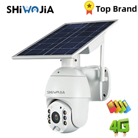 SHIWOJIA 4G / WI-FI versión 1080P HD Panel Solar cámara de vigilancia en exterior inteligente alarma de Casa Larga modo de reposo para granja Rancho bosque ► Foto 1/6