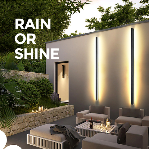 Lámpara de pared LED de tira exterior de larga distancia impermeable moderna lámpara de pared de aluminio IP65 aplique de porche de jardín Luz de aplique de 110V 220V ► Foto 1/6