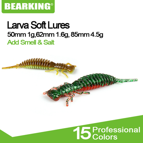 BEARKING Larva suaves señuelos de 50mm 62mm 85mm pesca Artificial señuelos de silicona bajo Pike Minnow Swimbait Jigging de cebos gusano ► Foto 1/6