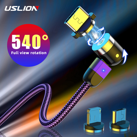 USLION-Cable magnético usb tipo C, Cable Micro usb de carga rápida para iPhone, Samsung, Xiaomi, 2022 ► Foto 1/6
