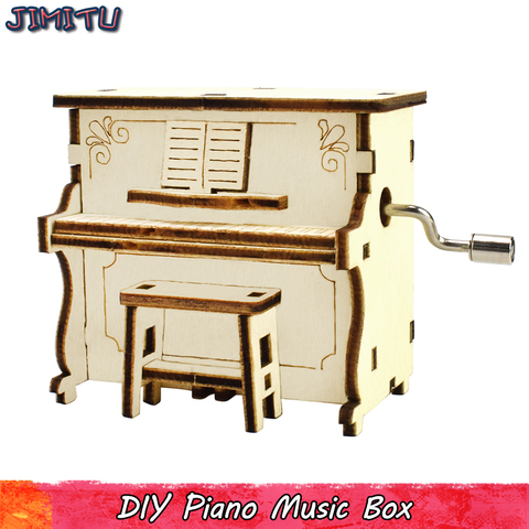 Caja de música de Piano DIY para niños, Kits de modelo de caja de música de mano de madera, regalo, colección de decoración para el hogar ► Foto 1/6