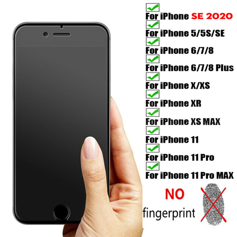 Protector de pantalla sin huellas para iphone 8 7 6s X XR XS Max, cristal templado mate para iphone 11 Pro 7 plus 5s se, película protectora ► Foto 1/6