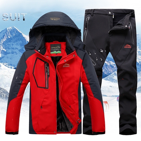 Traje de esquí de invierno para hombre, conjunto de chaqueta y pantalones resistentes al agua y al viento, ropa cálida para nieve ► Foto 1/6