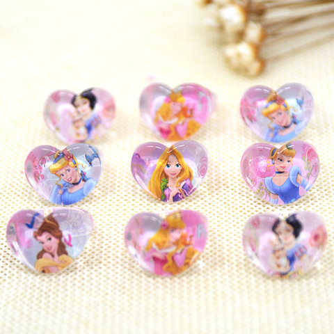 Lote de 12 anillos acrílicos de cristal de Princesas de Disney para niñas, sortijas para los dedos, fiesta de cumpleaños, regalos, suministros de fiesta ► Foto 1/6