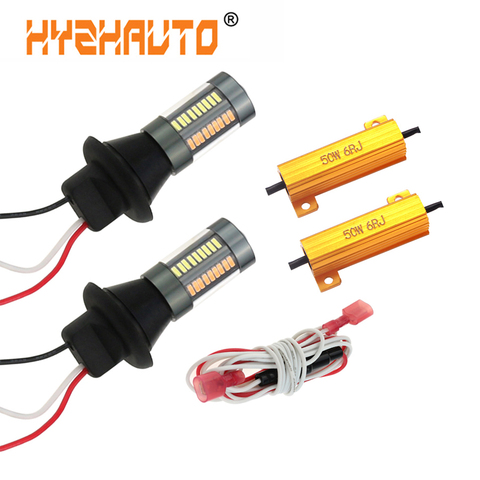 1156 Ba15s P21W W21W T20 LED Canbus Luz de doble Color de frente de luz de señal de giro DRL blanco amarillo 66 SMD 4014 LED luz del coche ► Foto 1/6