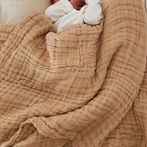 Manta de cama de bebé de 6 capas, manta envolvente de algodón cálida para estudiantes y oficina, cubierta de invierno para siesta, 105x105cm ► Foto 1/6
