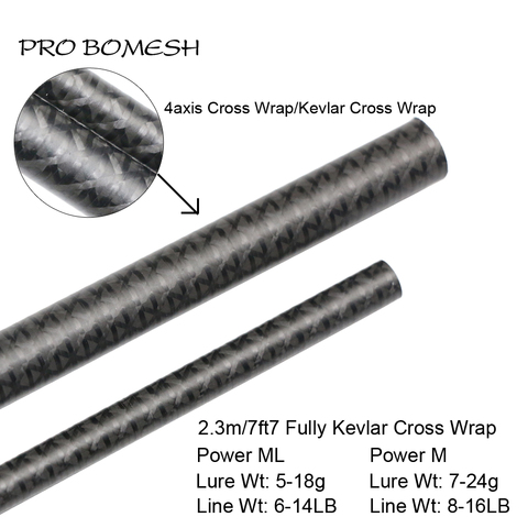 Pro Bomesh de carbono Toray de 4 ejes, vara de bajo contenido de Kevlar, 1 Uds., 2,3 M, 2 secciones ► Foto 1/6