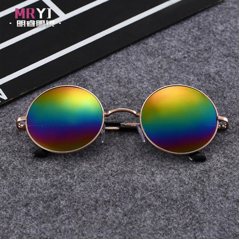 Gafas de sol redondas de Metal para hombre, lentes de espejo con protección UV400, estilo Hippie Steampunk, gran oferta ► Foto 1/3