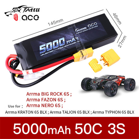 Gens ace 11,1 V 50C 3S 5000mAh Paquete de batería Lipo con XT60 enchufe para TRAxxAS TRX4 ARRMA sobre orugas ► Foto 1/4