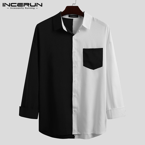 INCERUN-Camisa de manga larga con solapa y botones para hombre, ropa de calle Masculina, informal, coreana, a la moda, 2022 ► Foto 1/6