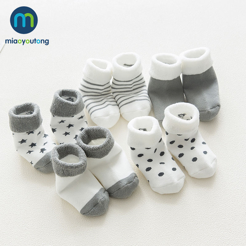 Miaoyoutong-calcetines gruesos de algodón con dibujos animados para recién nacidos, 5 pares ► Foto 1/6