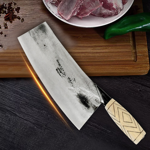 Cortar cuchillo de cocina de acero inoxidable Chef cuchillos afilados hecha a mano forjado madera utensilios de cocina con mango accesorios cuchillo de carnicero ► Foto 1/6