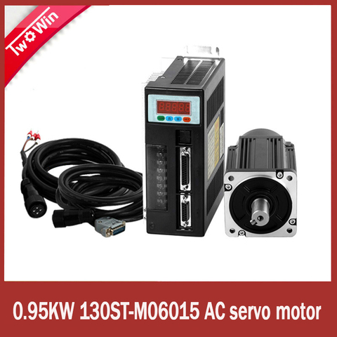 Servomotor ca de 0,95 kW 130ST-M06015, 1500 rpm, 6 n.m, 950 W, Unidad de CA monofásica, imán permanente combinado con 3 cables ► Foto 1/6