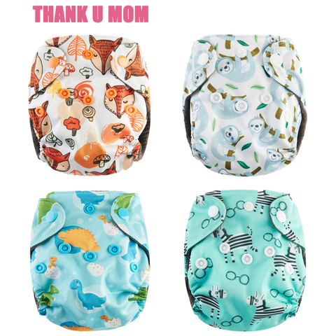 Thank U Mom-pañales para bebé, ropa de bolsillo, carbón de bambú, interior, impermeable, Minky PUL, ajuste exterior, 2-4kg ► Foto 1/5