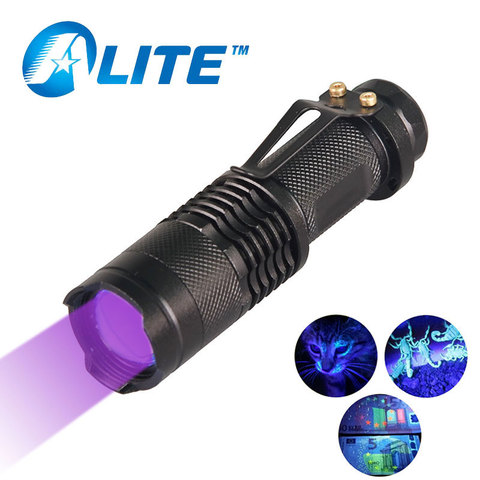 TMWT Mini Zoom linterna UV linterna Antorcha de la luz de la 365nm 395nm Ultra violeta negra lámpara AA batería para marcador efectivo de detección ► Foto 1/6