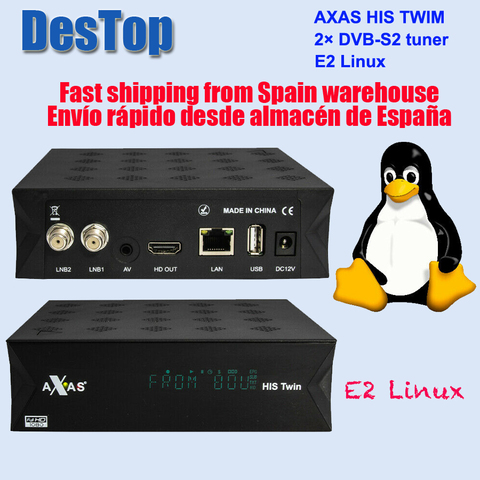 AXAS His Twin-DVB-S2/S HD Enigma 2 receptor de televisión satelital, decodificador de TV por satélite con WiFi y sistema operativo Linux E2, ATV abierto H.265, TV box ► Foto 1/6