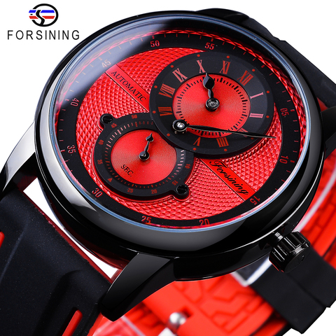 Forsining-relojes para hombre, diseño de carreras, deportivo, rojo, Reloj de pulsera mecánico automático, de lujo, 2022 ► Foto 1/6