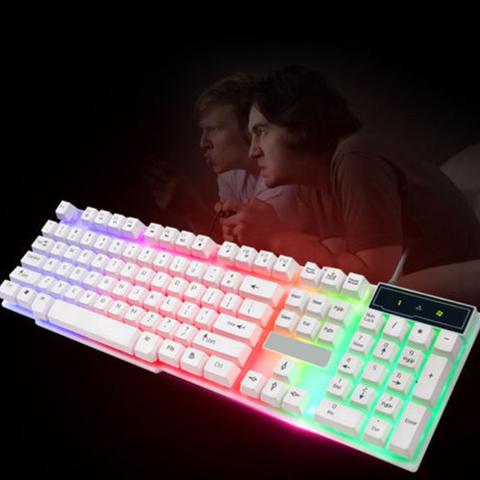 Teclado mecánico colorido de arcoíris, retroiluminación LED de 104 teclas, con cable USB para juegos de escritorio, tableta y Escritorio ► Foto 1/5