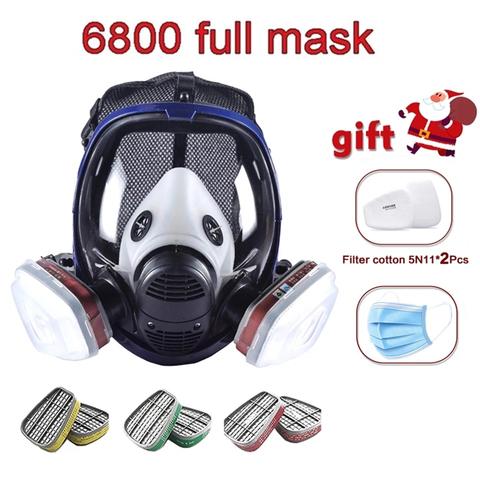 Máscara respiradora a prueba de polvo, mascarilla química 6800, máscara de Gas, pintura de pesticida, Spray de silicona, filtros de cara completa para soldadura de laboratorio ► Foto 1/6