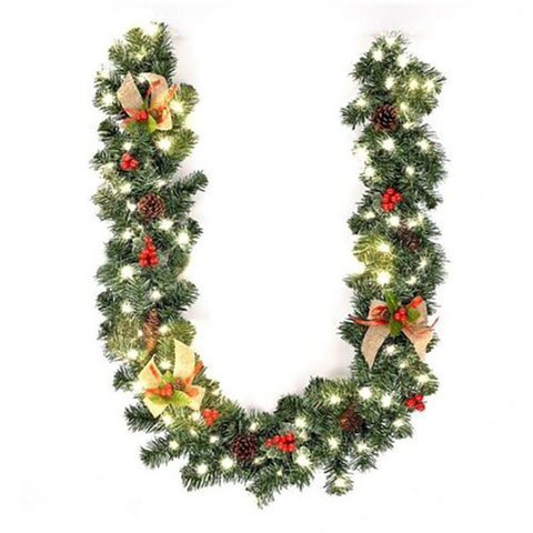 Guirnalda de chimenea Artificial de Navidad, ornamento para árbol de pino dorado/Rosa/azul/rojo, decoración de Navidad, 1,8/2,7 M ► Foto 1/6