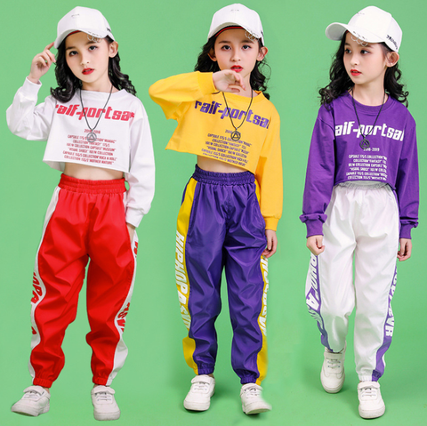 Conjunto de ropa para adolescentes y niñas de 8, 10, 12, 14, 16 y 18 años, Sudadera corta, pantalones de de Hip-Hop, trajes de baile de Jazz - de