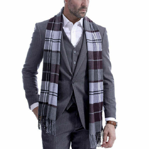 Bufanda suave a cuadros para hombre, pañuelo térmico fino suave, a la moda, cálido, para invierno, 190x30 CM ► Foto 1/6