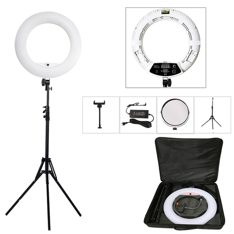 Kit de lámpara LED con anillo y trípode, 96w, 3200K-5500K, bicolor, Yidoblo FD-480II, 18in, luz de estudio de maquillaje, iluminación fotográfica ► Foto 1/6