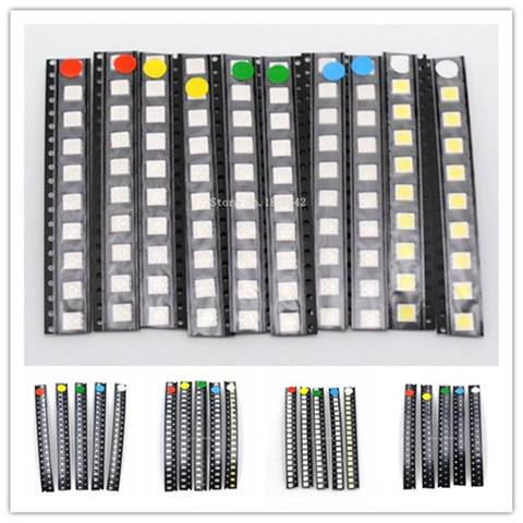 Kit de LED SMD 100, 1206, 1210, 5050, 5730, 0805, 0603, 3528, rojo/verde/azul/blanco/diodo de led amarillo, juego de 5 colores cada uno, 20 Uds./lote ► Foto 1/6