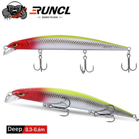 RUNCL 10/13/15cm Topwater Wobbler 3D ojos de pesca señuelo Minnow Aritificial cebo duro Crankbait flotante de invierno de pesca ► Foto 1/6