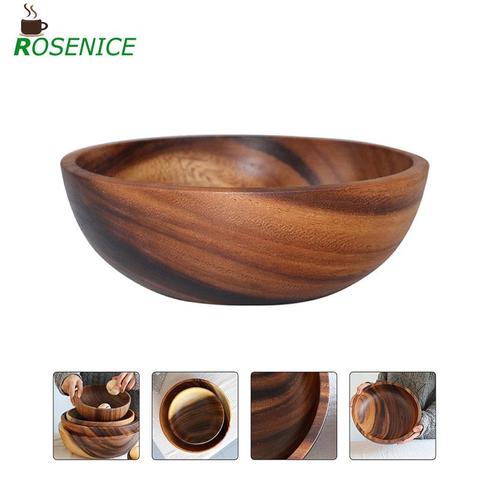 Cuenco de madera Natural para cocina, frutero para el hogar, ensaladera para restaurante, contenedor de comida, utensilios de madera ► Foto 1/6