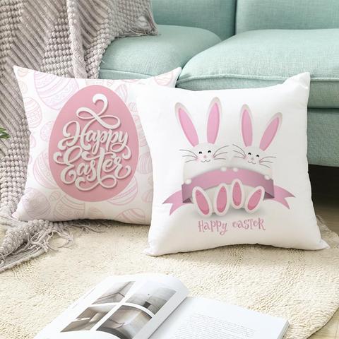 Decoración de pascua feliz para el hogar, huevos de conejo de pascua, funda de almohada, suministros de decoración para fiesta, regalo de fiesta de pascua ► Foto 1/6