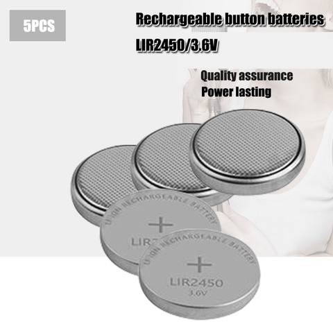 5PCS 3.6V LIR2450 2450 Rechargeable Button Battery Button Battery Replaces CR2450 ► Foto 1/6