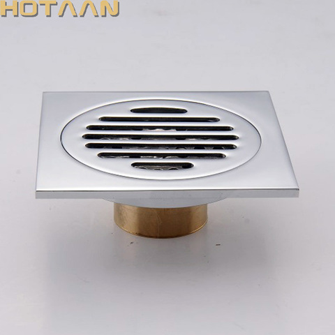 Envío Gratis, rejilla de desagüe de suelo cuadrada hecha de latón macizo cromado de alta calidad, 100mm x 100mm, YT-2107 ► Foto 1/6