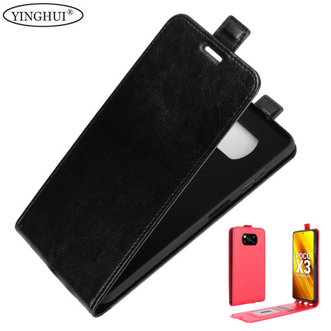 Funda abatible Vertical de piel de poliuretano para Xiaomi POCO X3, funda con ranura para tarjeta, bolsa protectora de teléfono magnética ► Foto 1/6