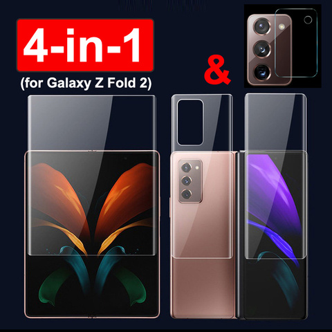 4 en 1 película frontal trasera de hidrogel Protector de pantalla de lente de cámara para Galaxy Z Fold 2 5G película de lente de vidrio para Samsung Galaxy Z Fold 2 ► Foto 1/6