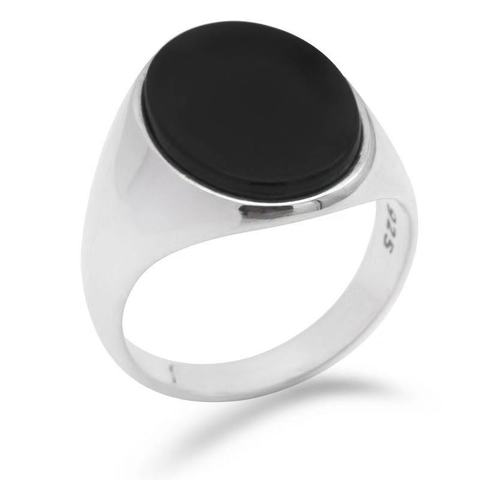 Anillo de Plata de Ley 925 para hombre y mujer, de ónice Aqeeq con piedra Natural, anillo tailandés plateado, diseño Simple para hombre y mujer, joyería turca ► Foto 1/6