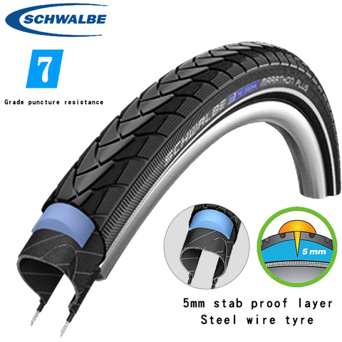 Schwalbe marathon plus-neumáticos de viaje de montaña, 700C, alambre de acero a prueba de golpes, 700 X 25C 28C 32C 35C 43C ► Foto 1/6