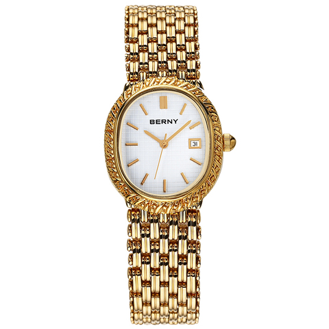 Reloj de cuarzo analógico para mujer, reloj femenino de pulsera analógico, chapado en oro de 18K, para todo tipo de ocasiones, regalo de Navidad, 2146L ► Foto 1/6