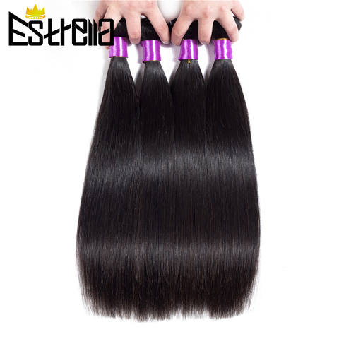 ESTRELLA-extensiones de cabello humano liso, extensiones de pelo malayo de Color Natural Remy de 8 a 30 pulgadas, 1/3/4 mechones ► Foto 1/6