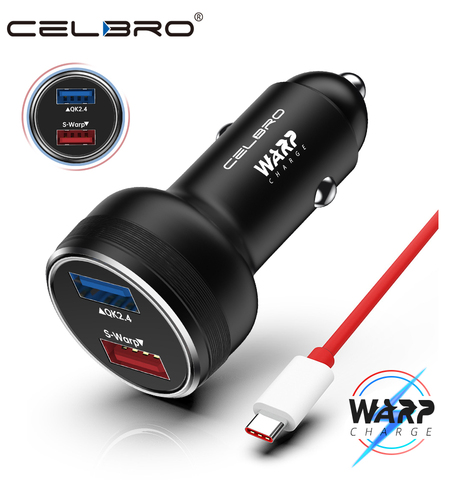 Cargador de coche para Oneplus Nord 10 5G 8 7t Pro Warp 30 UK US, carga rápida 30w, 2 puertos Usb, para One Plus 7 6 6t 5t 5 ► Foto 1/6