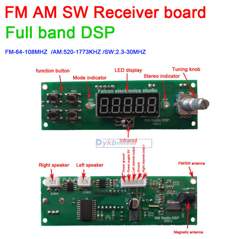 DSP AM SW FM Módulo de placa receptora de radio LED sintonización Digital de onda corta banda completa FM radio Estéreo + control remoto ► Foto 1/5