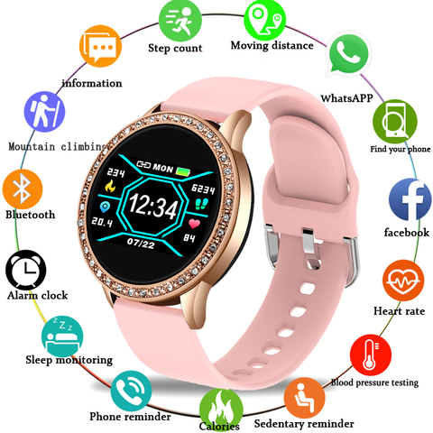 LIGE-Reloj inteligente con diamantes de imitación para mujer, nuevo accesorio de pulsera resistente al agua con podómetro, seguimiento de actividad deportiva, compatible con teléfonos Android e iOS ► Foto 1/6