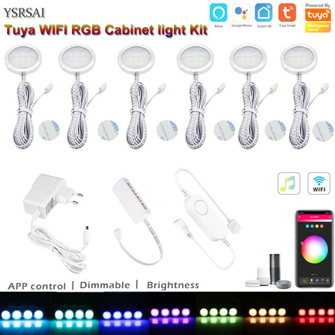 Wifi tuya aplicación remota control RGB iluminación LED inferior para vitrina de atenuación de cocina muebles Kit de iluminación para Alexa de Google ► Foto 1/6