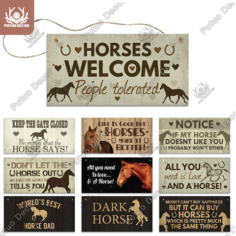Putuo decoración caballo signos Wooder Colgante placa de placa, regalo para amante de los caballos de los establos decoración hogar Decoración ► Foto 1/6