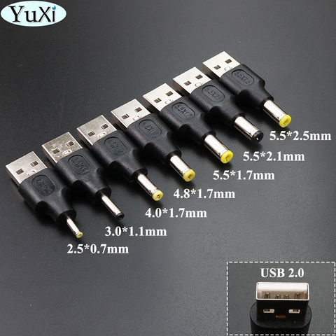 YuXi USB 2,0 tipo A macho A 2,5x0,7 3,0x1,1 4,0 1,7x5,5x2,1 5,5x2,5mm enchufe 5V conector adaptador de fuente de alimentación CC ► Foto 1/6