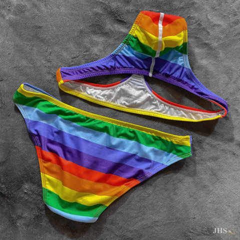 Desmiit-Mini Calzoncillos de Color arcoíris para hombre, bañador Sexy Gay, ropa interior de baño con bolsa, Bikini con parte trasera en T ► Foto 1/6